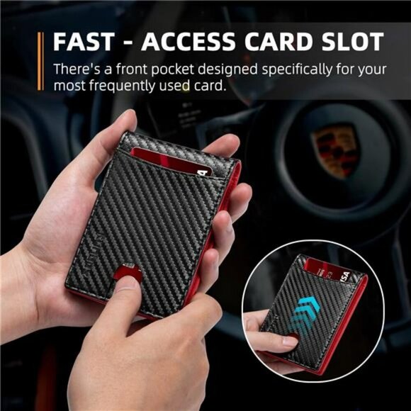 Slim RFID Wallet for Men Leather Bifold Front Pocket Money Clip Card Holder - Picture 5 of 7